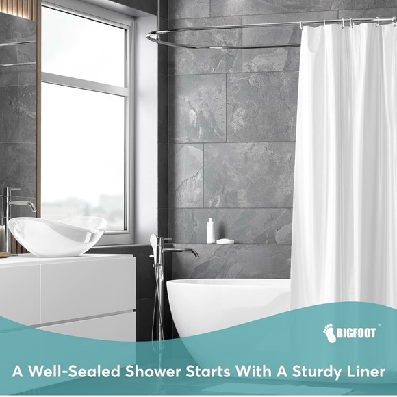 Clear BigFoot Shower Curtain Liner PEVA Heavy Duty & Rustproof Metal Grommets - Picture 2 of 10